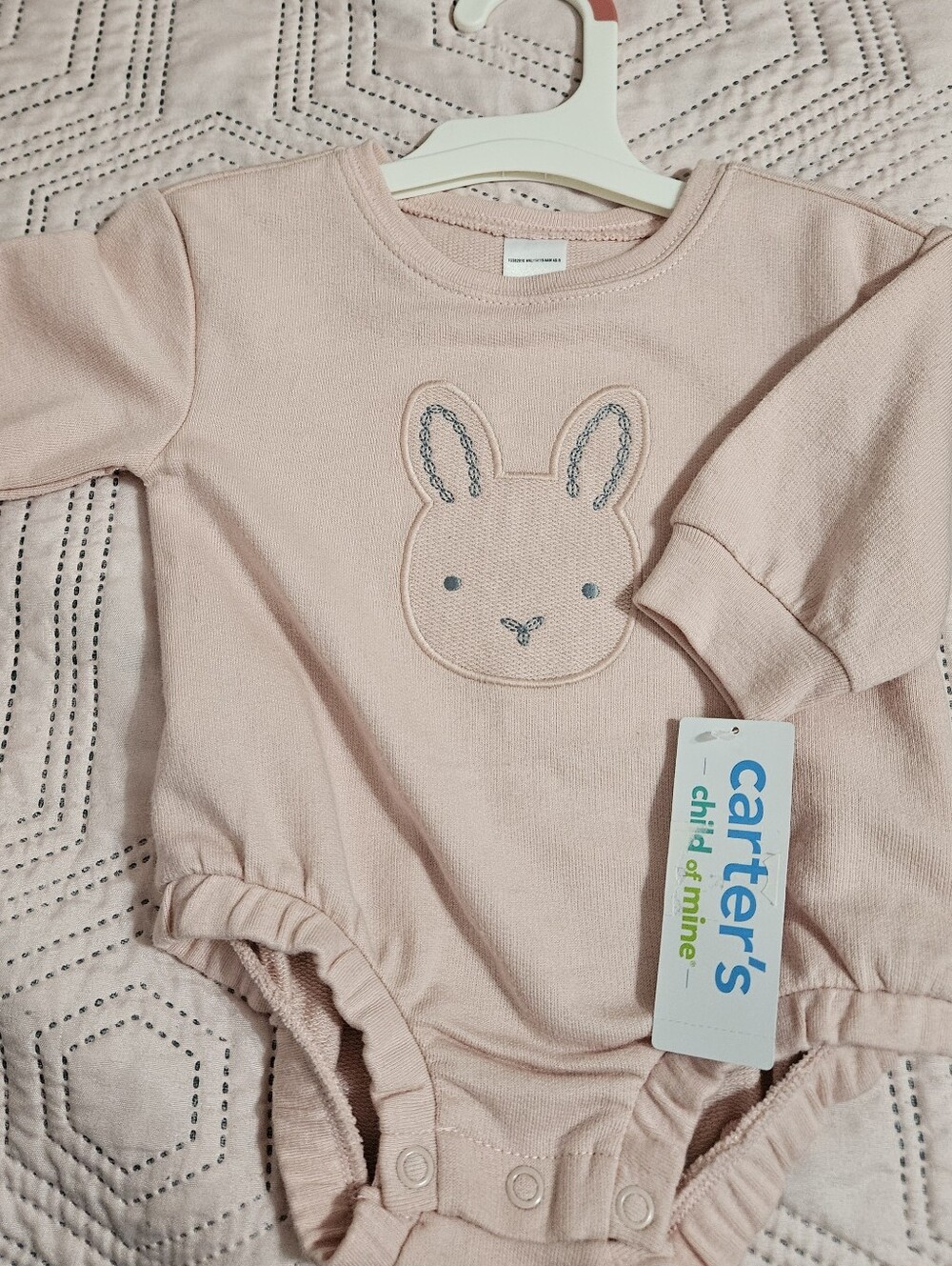 Carter's Light Pink Bunny Applique Long-Sleeve Bodysuit